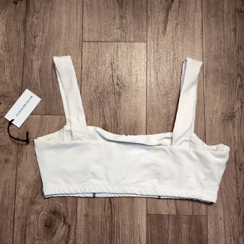 WeWoreWhat Square Neck Corset Top  SportBra White Size XL